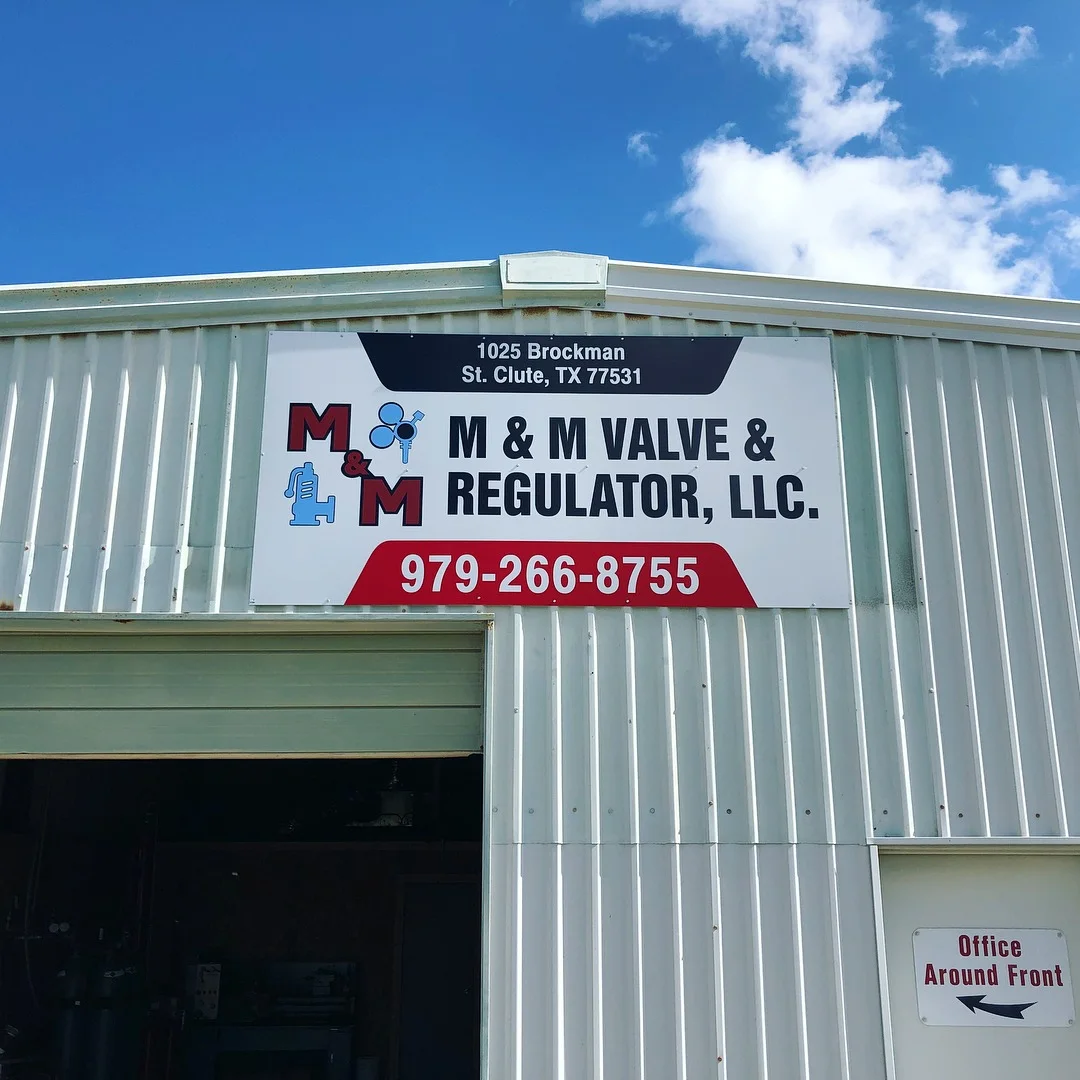 M&M Valve & Regulator Building Sign for M & M Valve & Regulator, LLC — Commercial Signage installed by Stingray Signs LLC