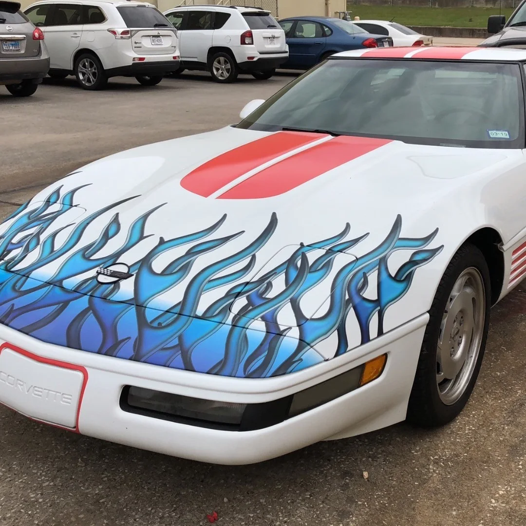Chevrolet Corvette Custom Flame Vinyl Wrap by Stingray Signs LLC