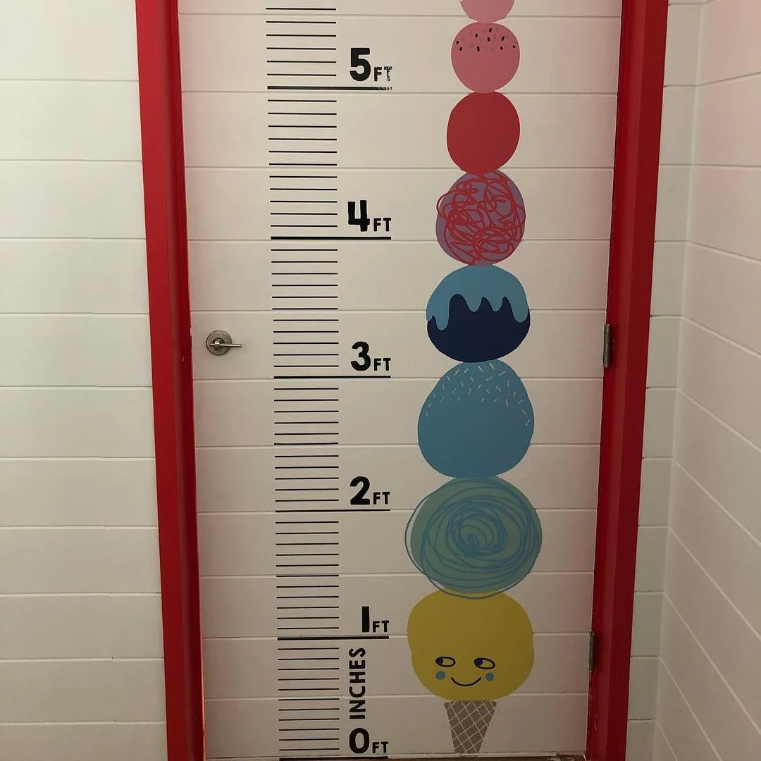 Custom Ice Cream Growth Chart Door Wrap for Specialty Interior Door Wrap — Wall Murals & Interiors installed by Stingray Signs LLC