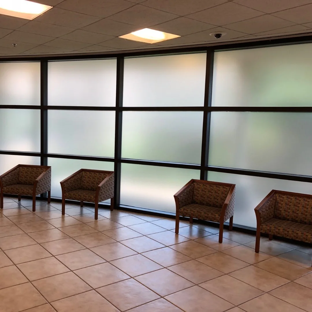 Commercial Office Frosted Privacy Tint for Commercial Lobby & Waiting Room — Storefront Window Graphics installed by Stingray Signs LLC