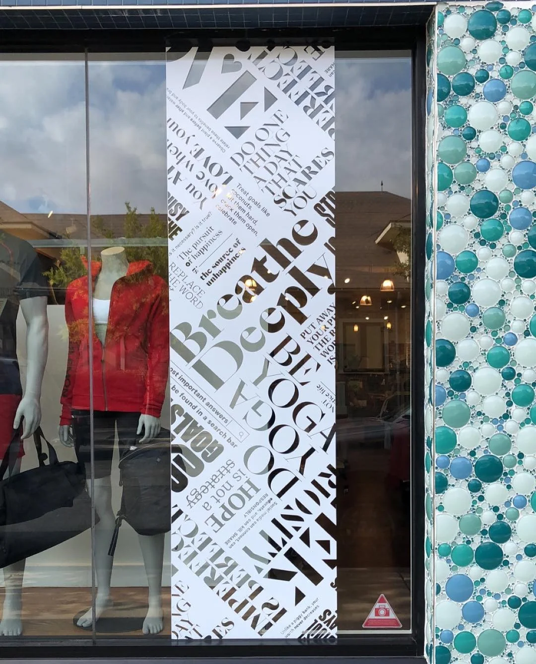 Lululemon Window Typography Detail for Lululemon Athletica — Storefront Window Graphics installed by Stingray Signs LLC