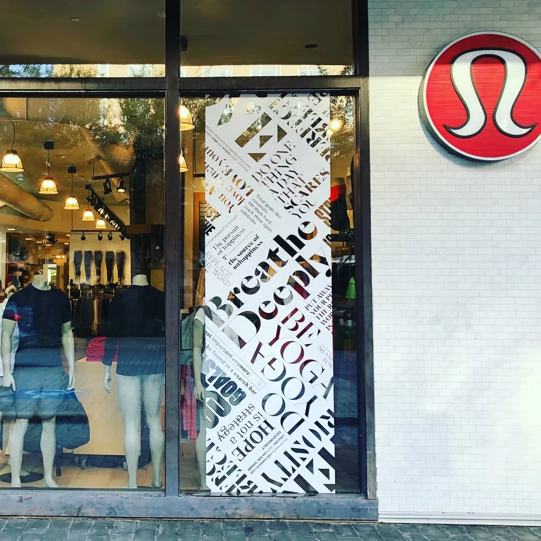 Lululemon Storefront Display — Window Graphics for Lululemon Athletica installed by 3M Certified Stingray Signs LLC