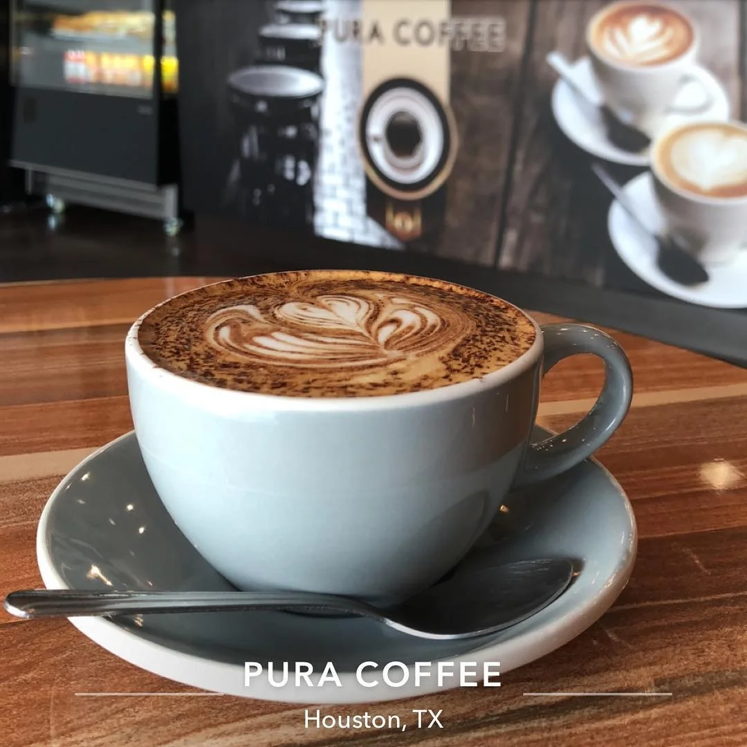 Pura Coffee Latte Art Window Graphic for Pura Coffee — Storefront Window Graphics installed by Stingray Signs LLC